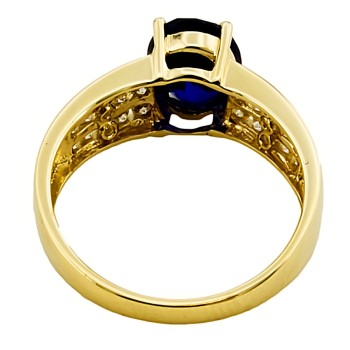 14ct Gold Synthetic Sapphire/Cubic Zirconia Ring size O